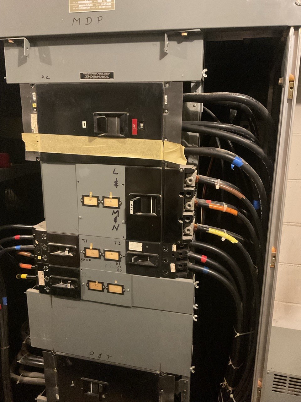 Existing MDP — labeled breakers and parallel conductors