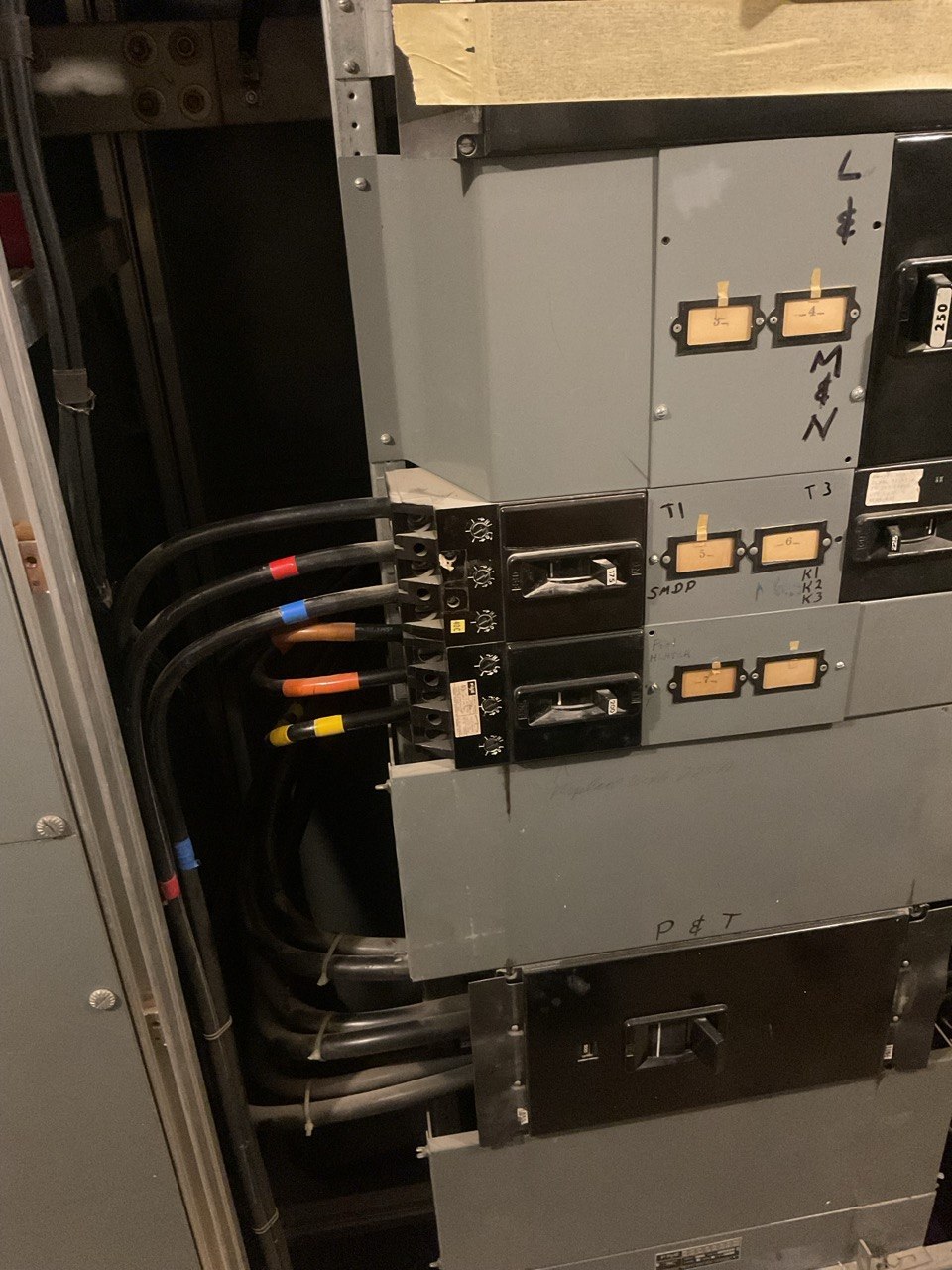 MDP existing conditions — color-coded phase conductors